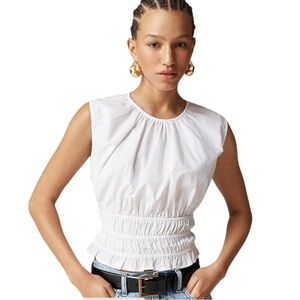 J Crew White Hyacinth Top Cotton Poplin Sleeveless Womens Size M